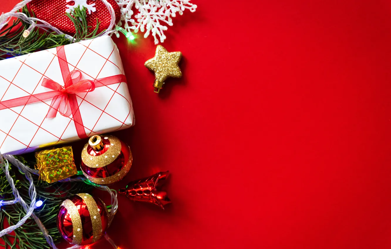 Photo wallpaper decoration, gift, balls, new year, Christmas, Christmas, balls, New Year