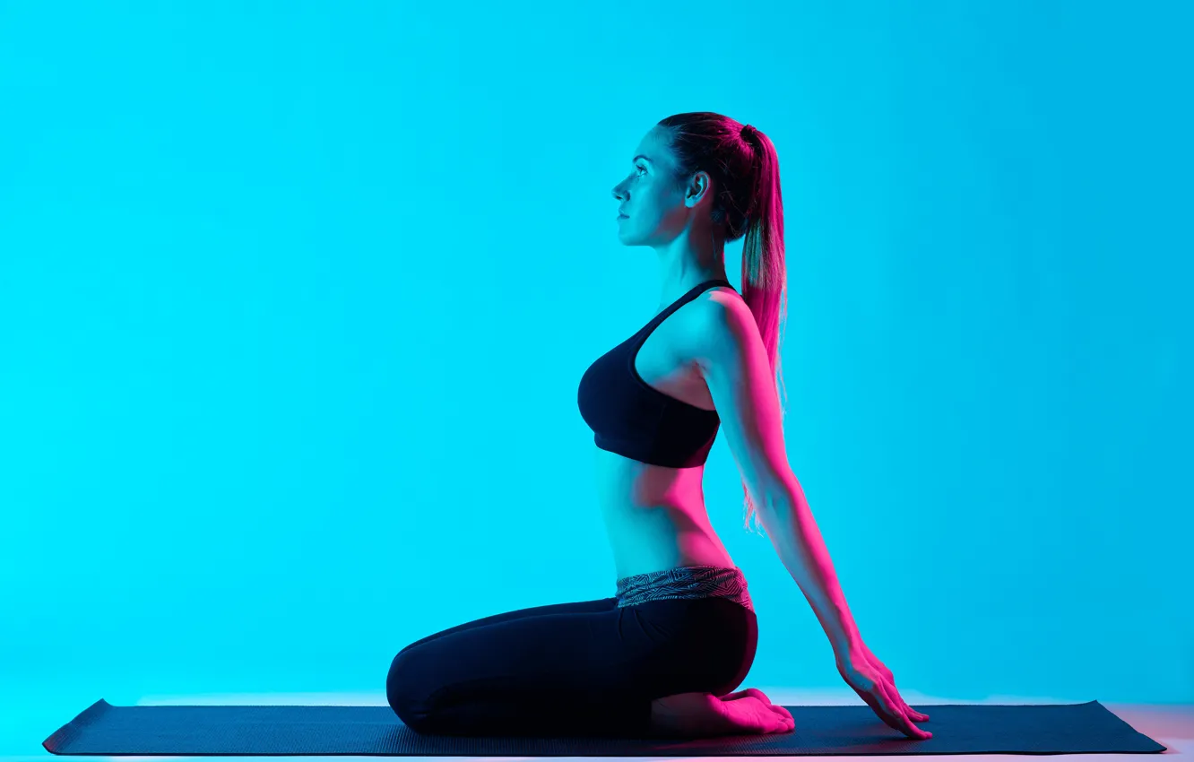 Photo wallpaper model, pose, workout, yoga, lighting effects