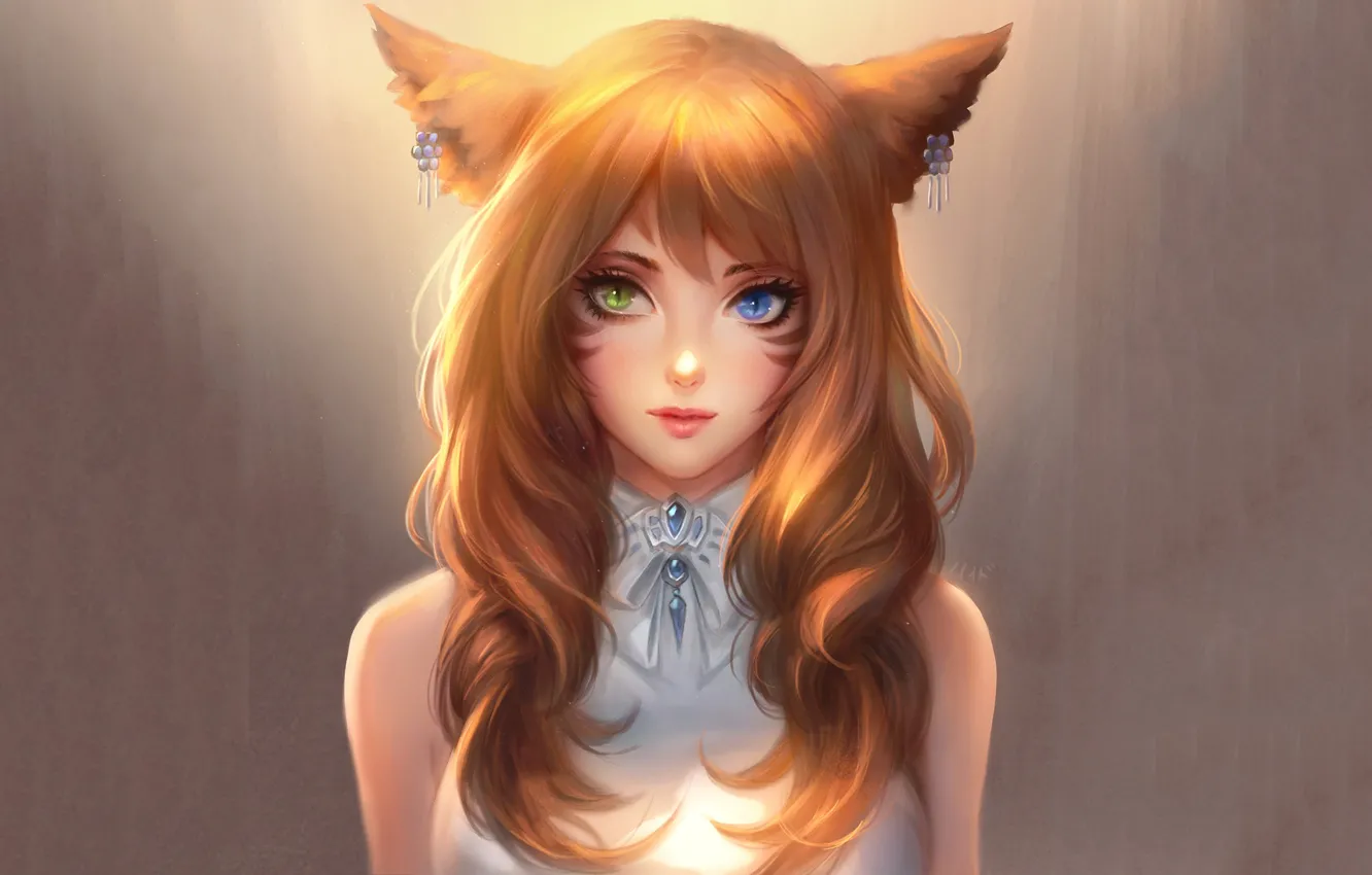 Photo wallpaper girl, art, Fox