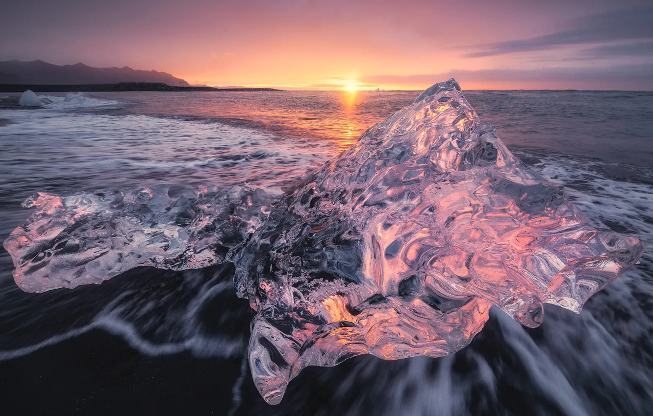 Photo wallpaper ice, sea, shore, ice