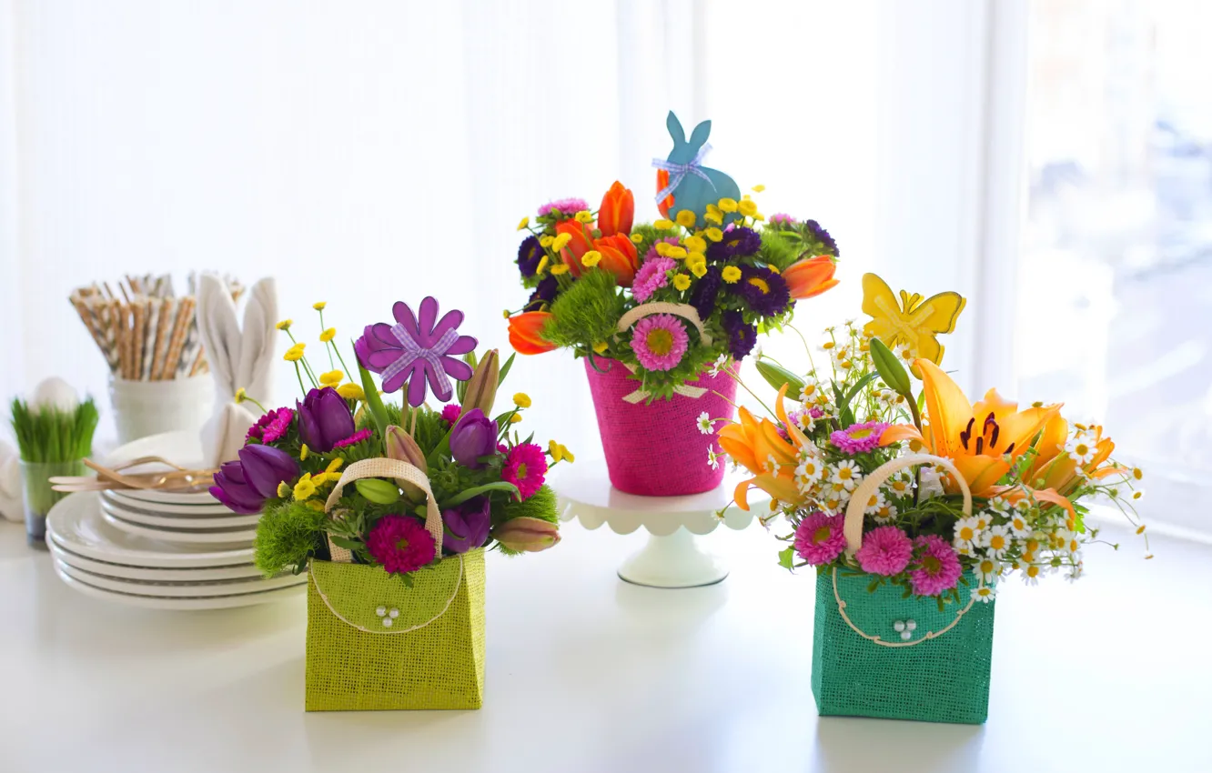 Photo wallpaper gift, bouquet, petals, still life