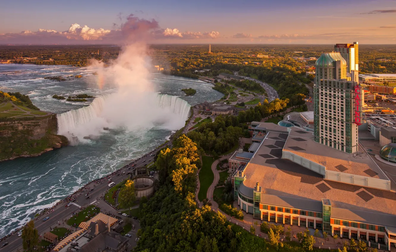Photo wallpaper the sky, river, home, stream, Niagara falls