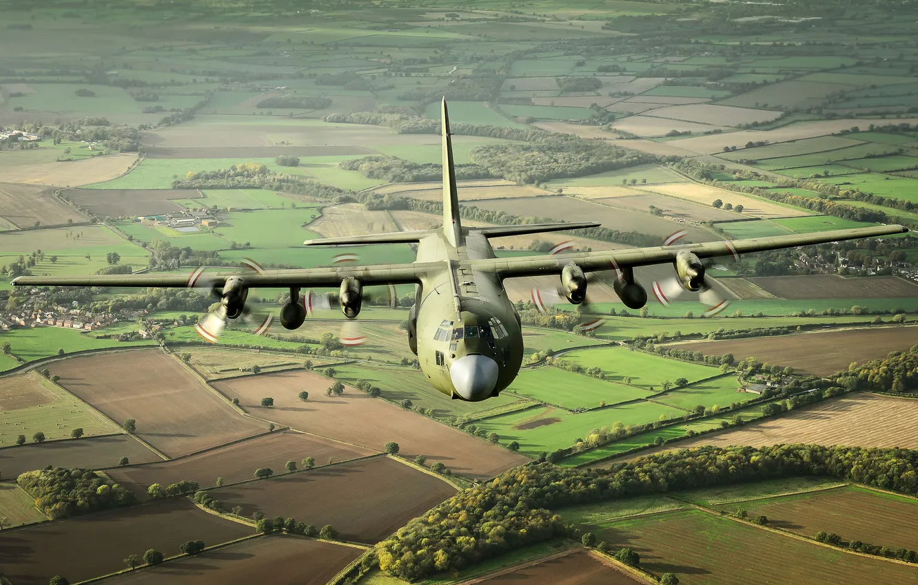 Photo wallpaper flight, the plane, military transport, Hercules, C-130K