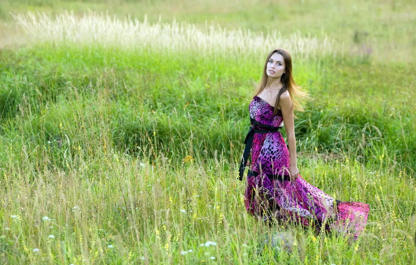 Photo wallpaper field, summer, girl