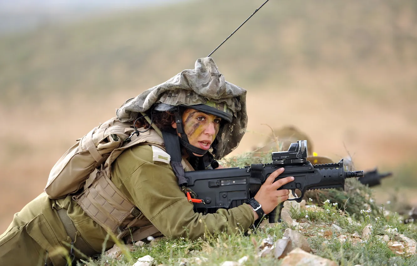 Photo wallpaper girl, weapons, army