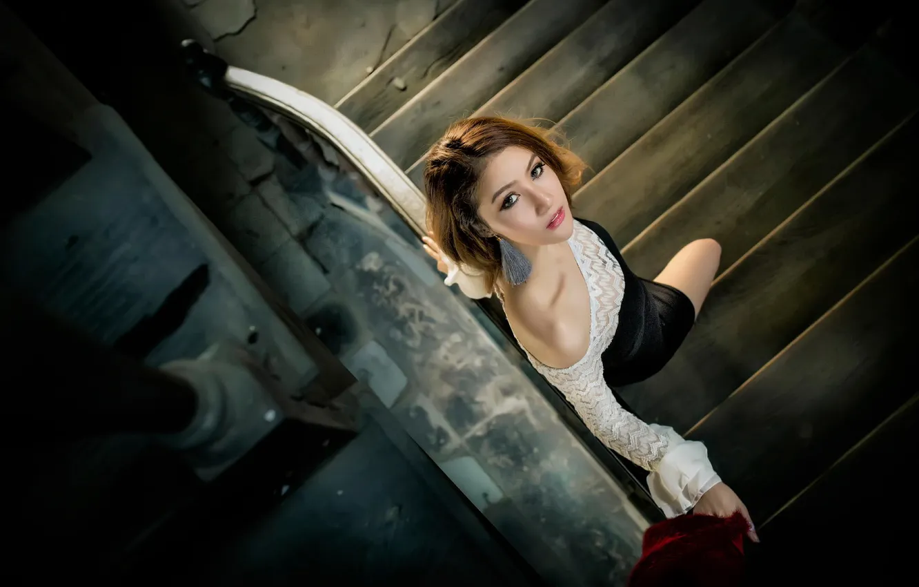 Photo wallpaper look, makeup, redhead, the view from the top