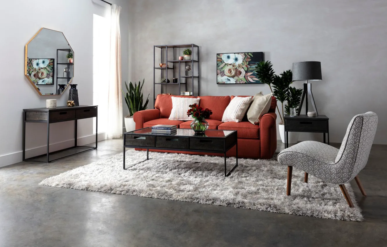 Photo wallpaper design, style, room, interior, chair, sofa, living room