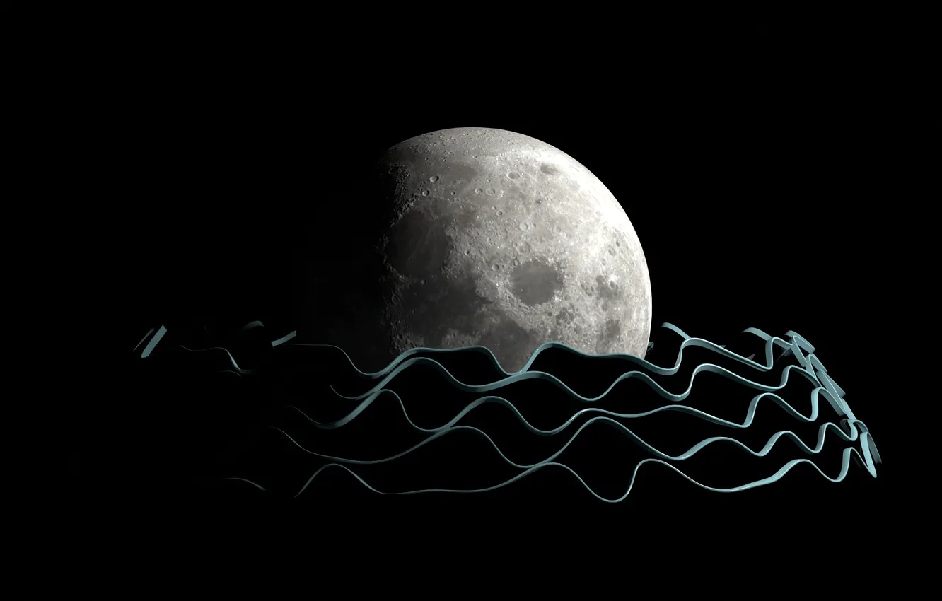 Photo wallpaper space, line, abstraction, the moon