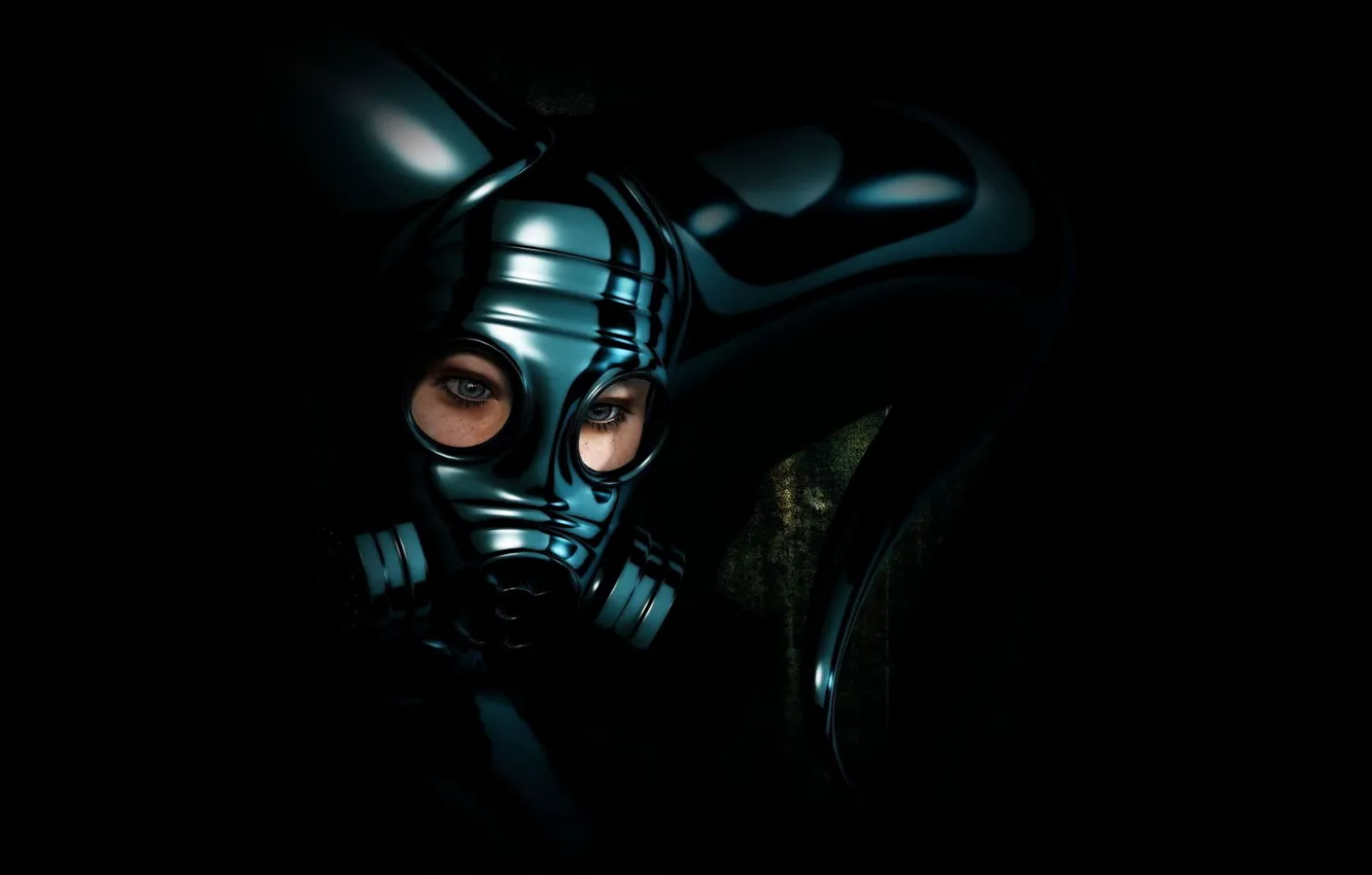 Photo wallpaper girl, mask, gas mask, helmet