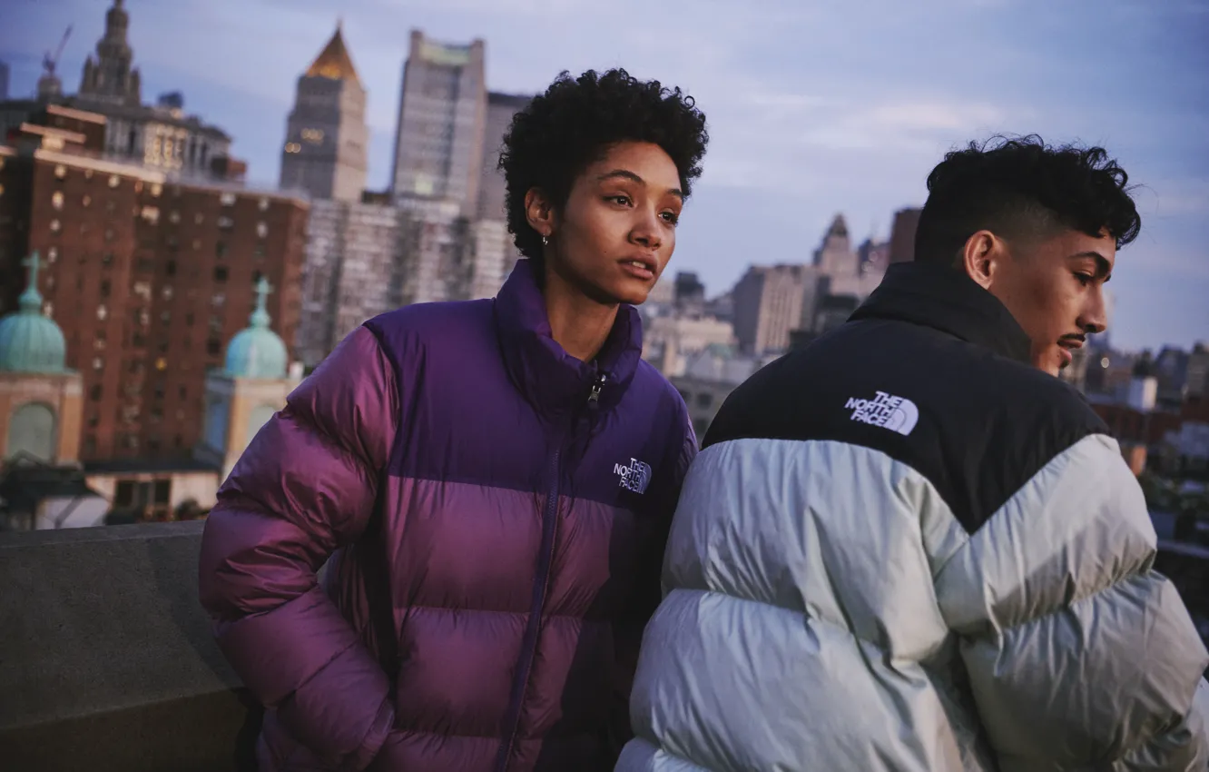 Photo wallpaper girl, New York, jacket, USA, guy, two, New York, North Face