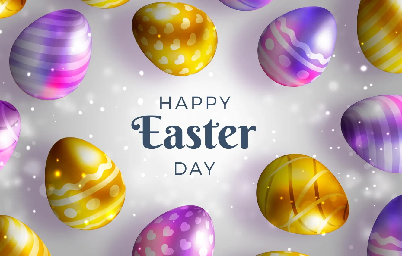Photo wallpaper yellow, rendering, holiday, the inscription, Shine, eggs, spring, Easter