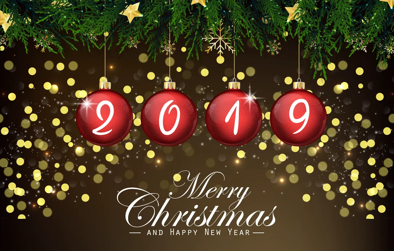 Photo wallpaper background, holiday, balls, New year, decor, 2019