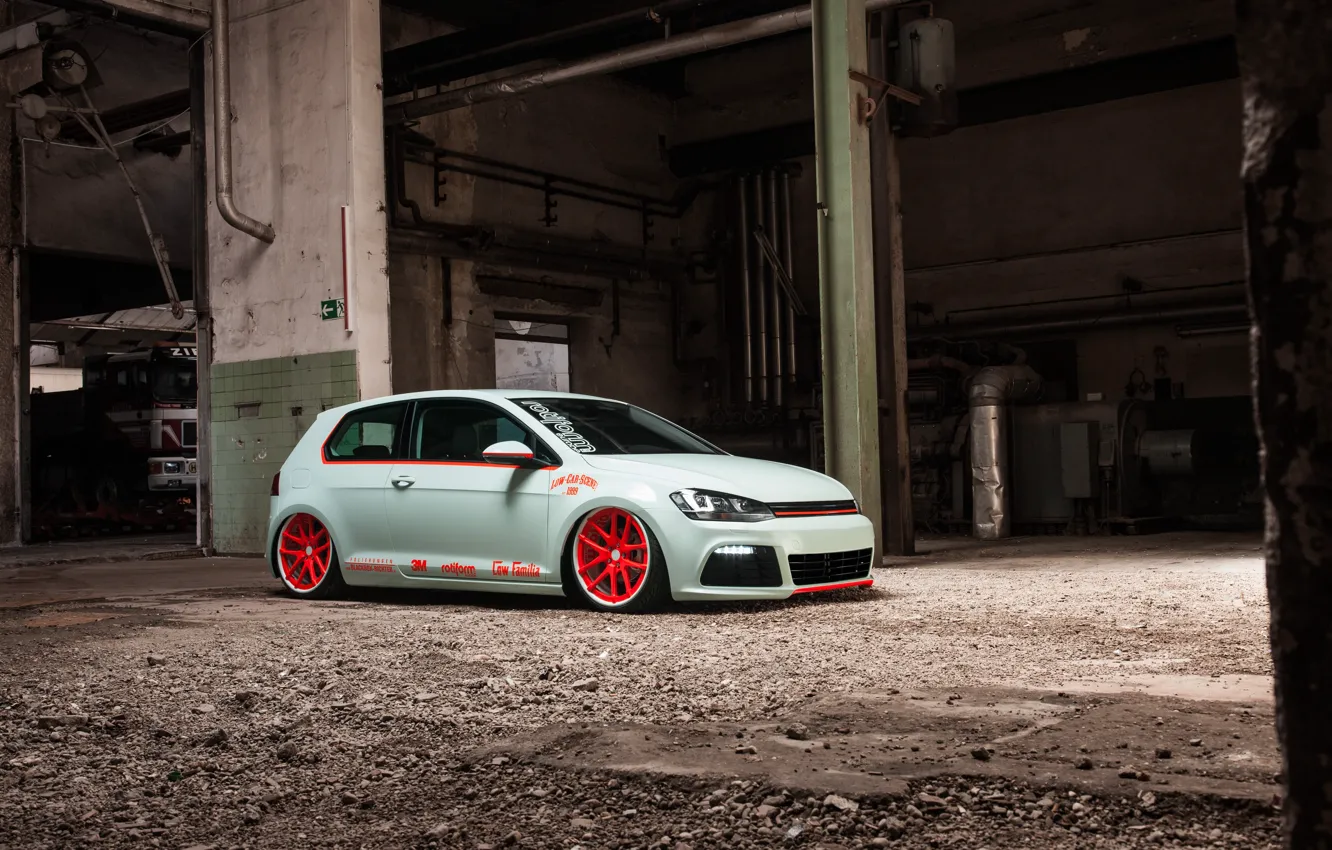 Photo wallpaper Volkswagen, Light, Car, Tron, Golf, Low, Scene, VII