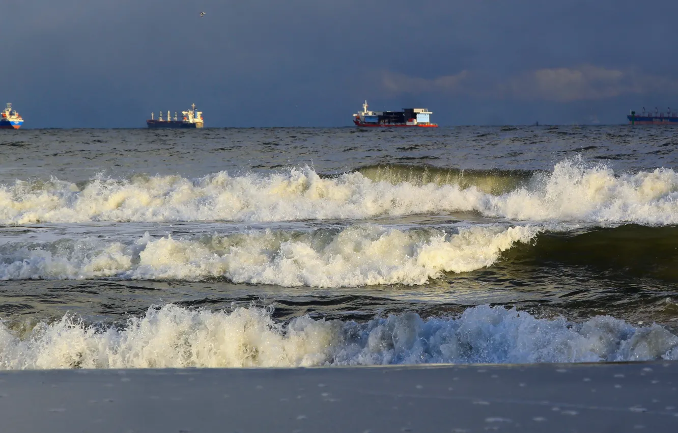 Photo wallpaper storm, beach, sea, ocean, water, wave