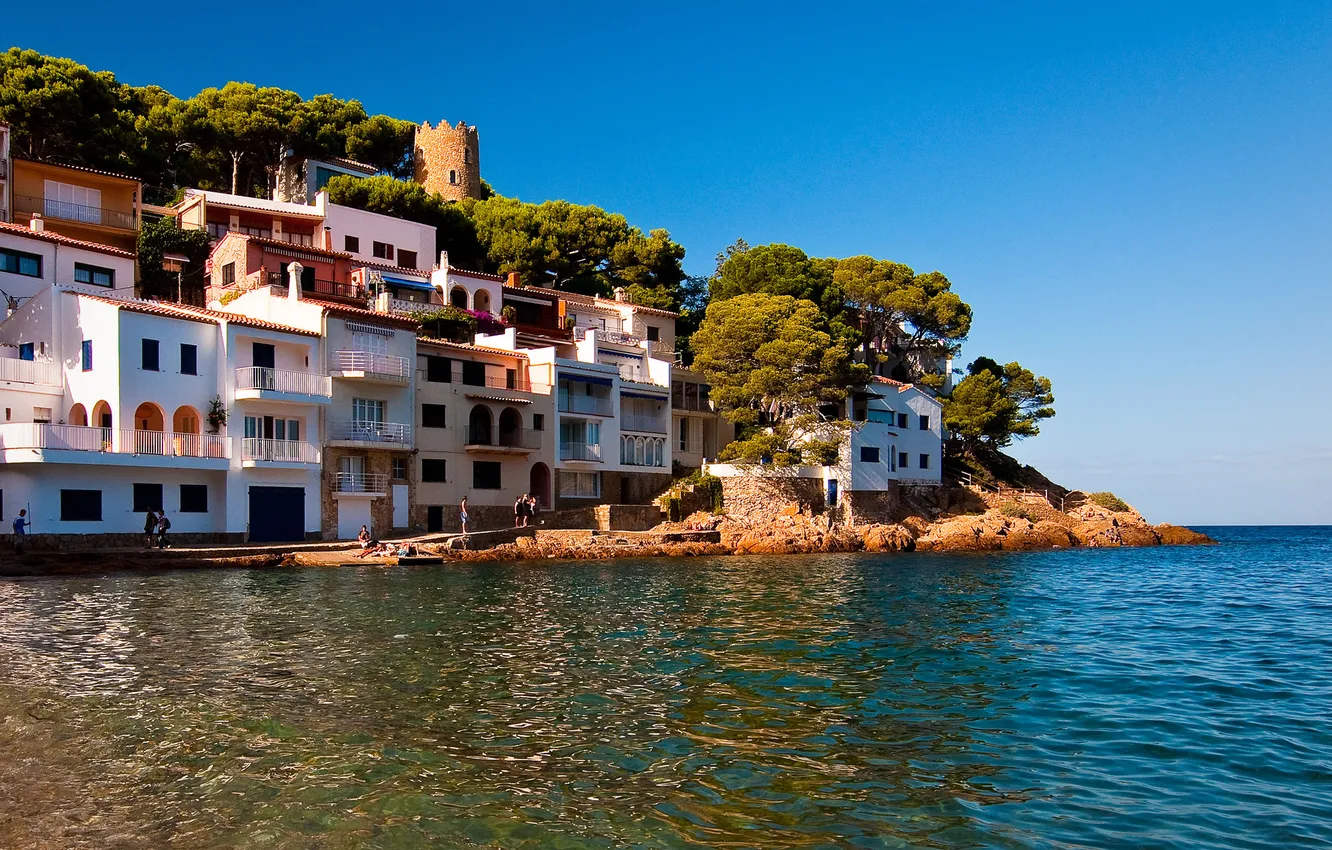 Photo wallpaper coast, Spain, promenade, Spain, The Mediterranean sea, Costa Brava, Costa Brava, Sa Tuna