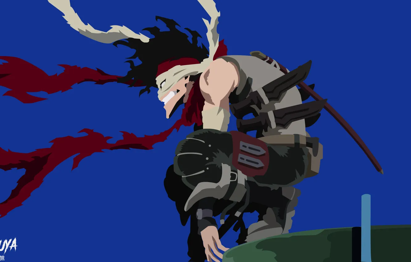 Photo wallpaper anime, art, guy, killer, blue background, Boku no Hero Academy, My heroic academia