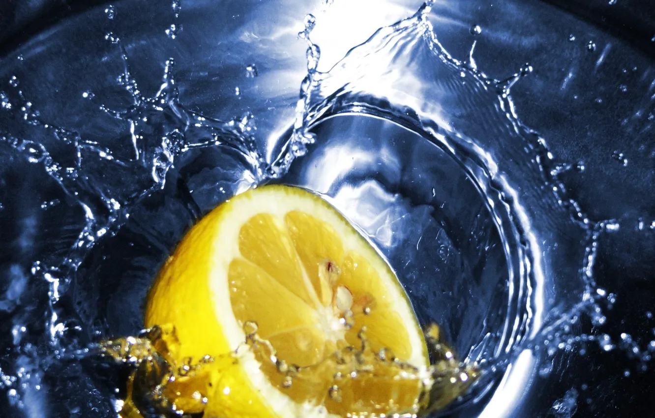 Photo wallpaper water, lemon, tea