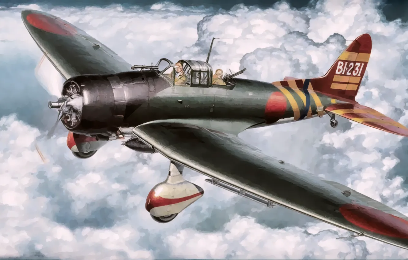 Photo wallpaper bomber, war, art, airplanes, ww2, japanese bomber, japanese aircraft, aviation art