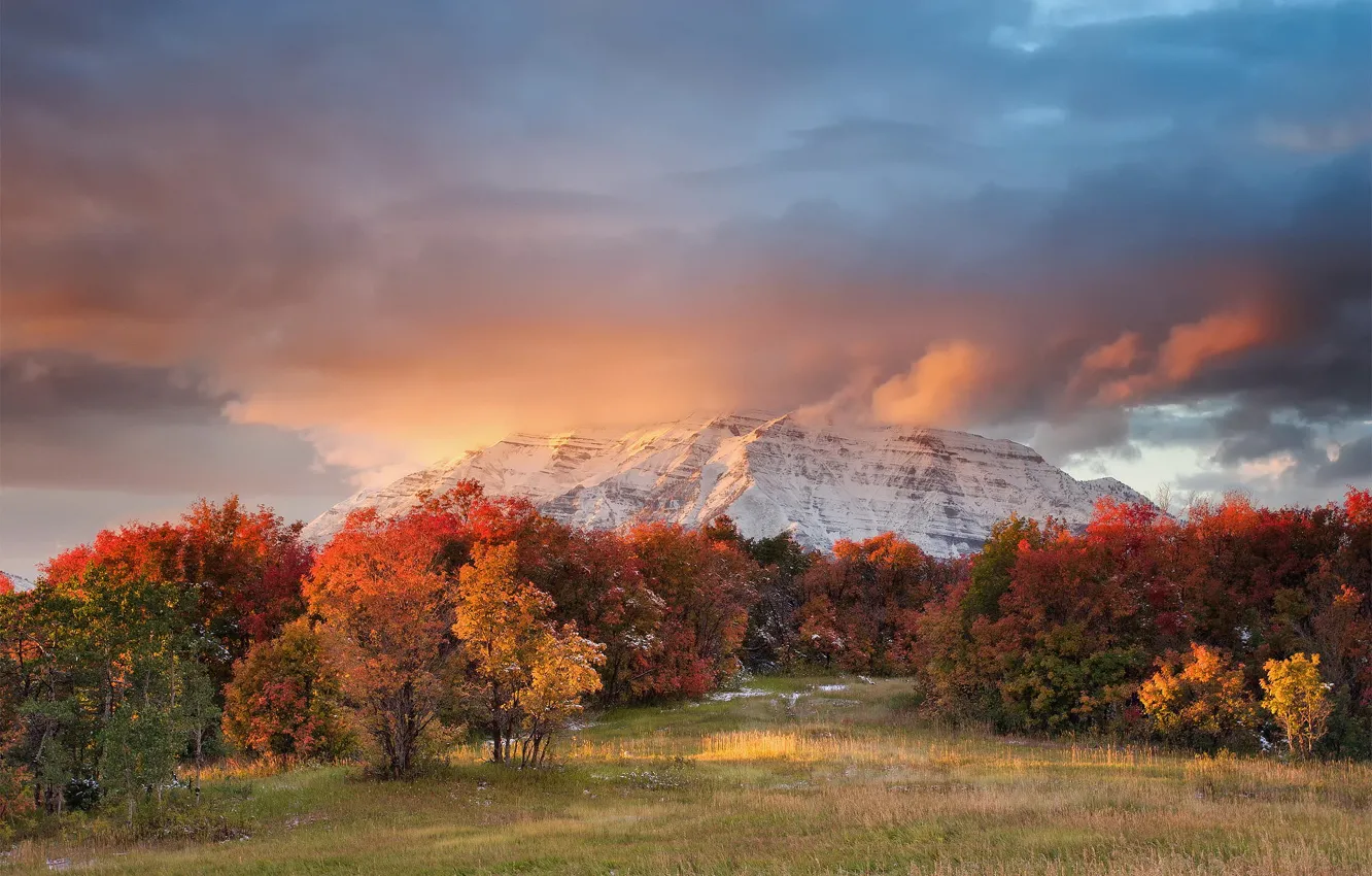 Photo wallpaper autumn, mountain, Utah, USA, Timpanogos, state, mountain range, Wasatch