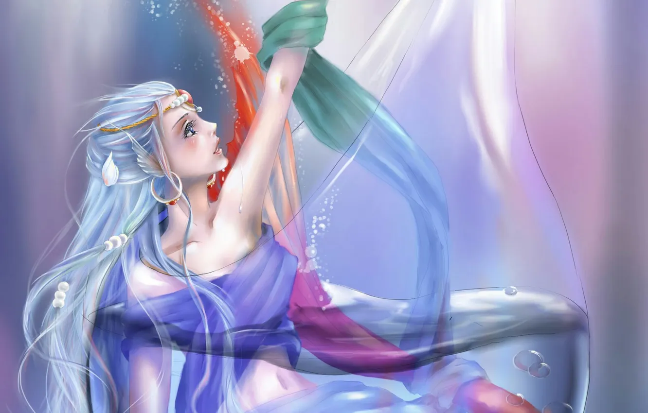 Photo wallpaper girl, drops, Rosa