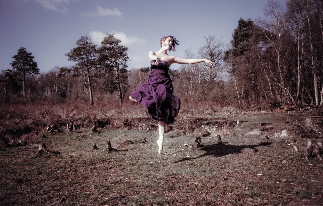 Photo wallpaper girl, nature, background, dance