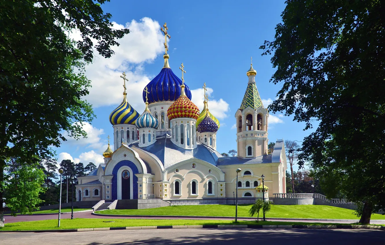 Photo wallpaper the sky, trees, the Church