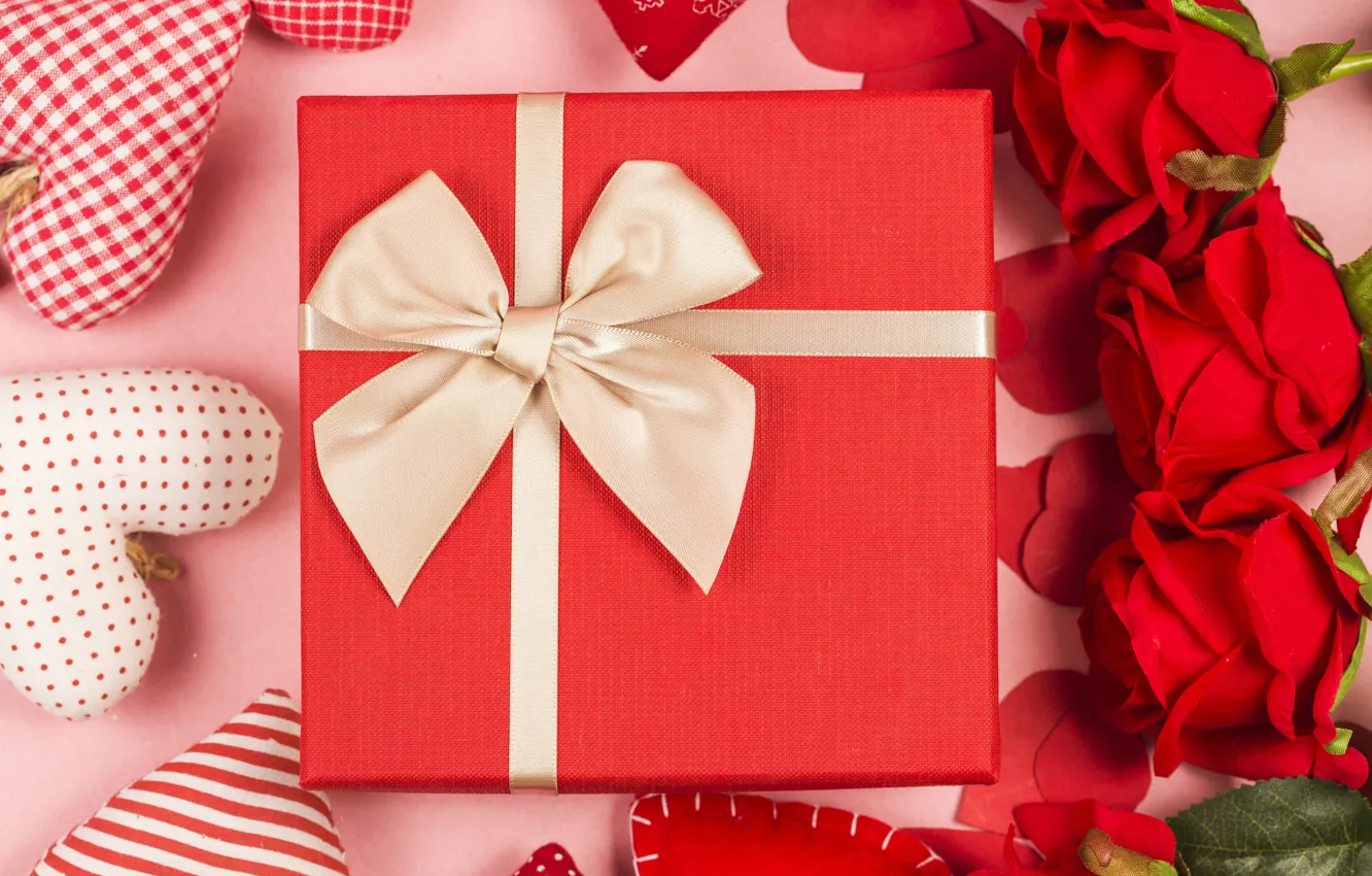 Photo wallpaper love, flowers, gift, heart, roses, red, love, romantic