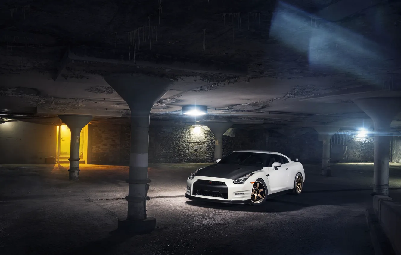 Photo wallpaper Nissan, GT-R, Car, Front, White, R35, Sport, Evo G