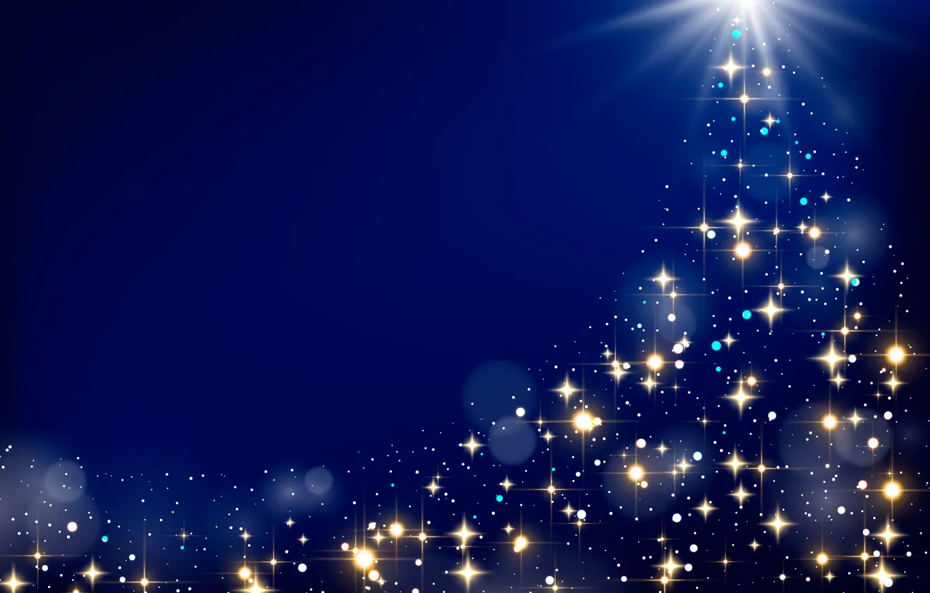 Photo wallpaper tree, new year, Christmas, blue background