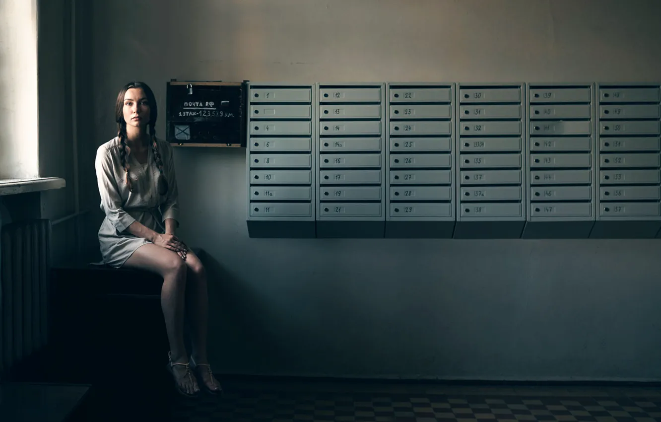 Photo wallpaper girl, legs, mailboxes, Dorm, Xenia