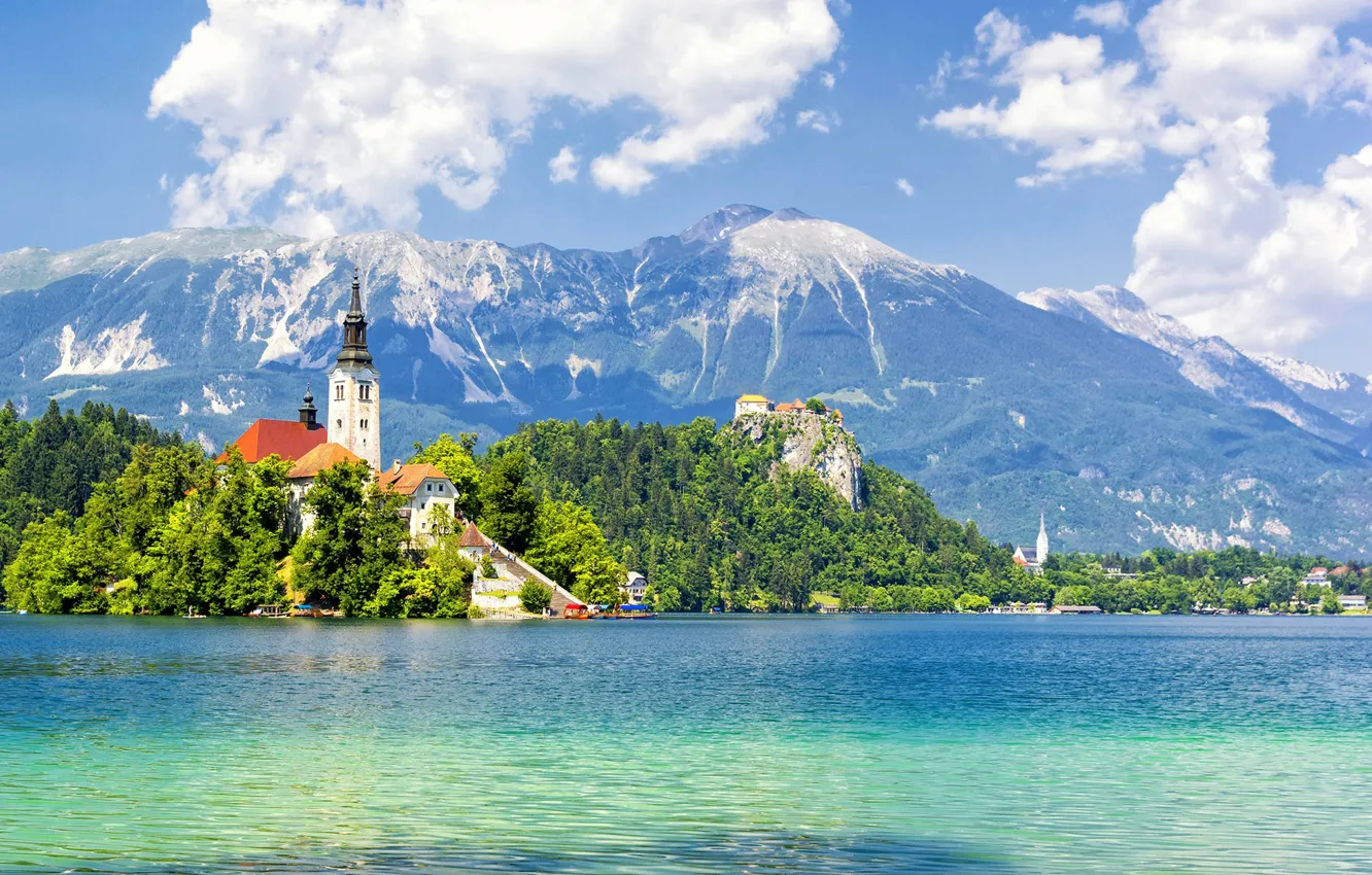 Photo wallpaper lake, Slovenia, Bled castle, Bled