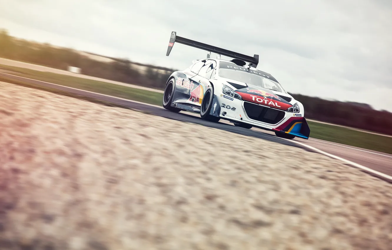 Photo wallpaper Top Gear, Peugeot, track, Red Bull, front, Total, Sport 208 T16 Pikes Peak
