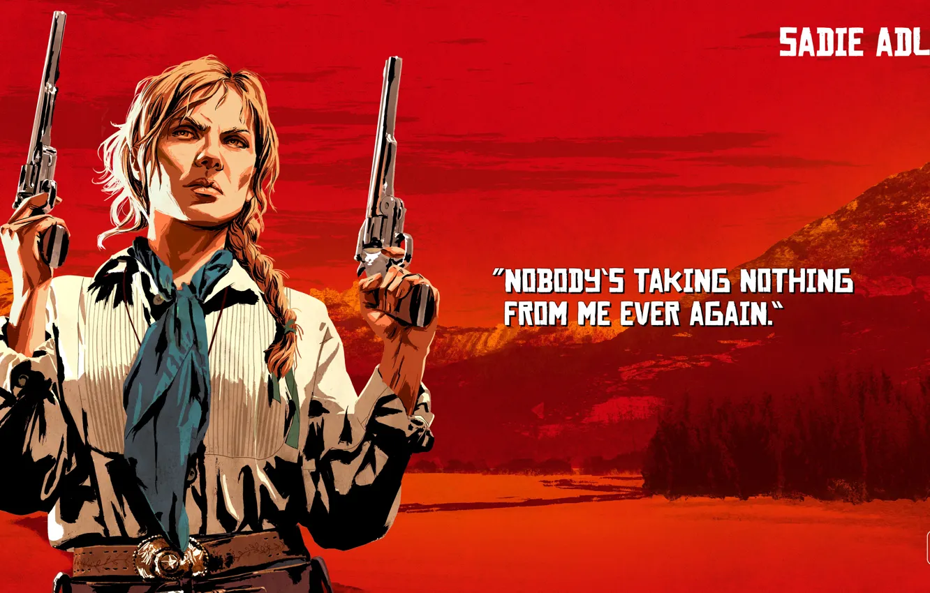 Photo wallpaper girl, gun, weapons, Red Dead Redemption 2, Sadie Adler