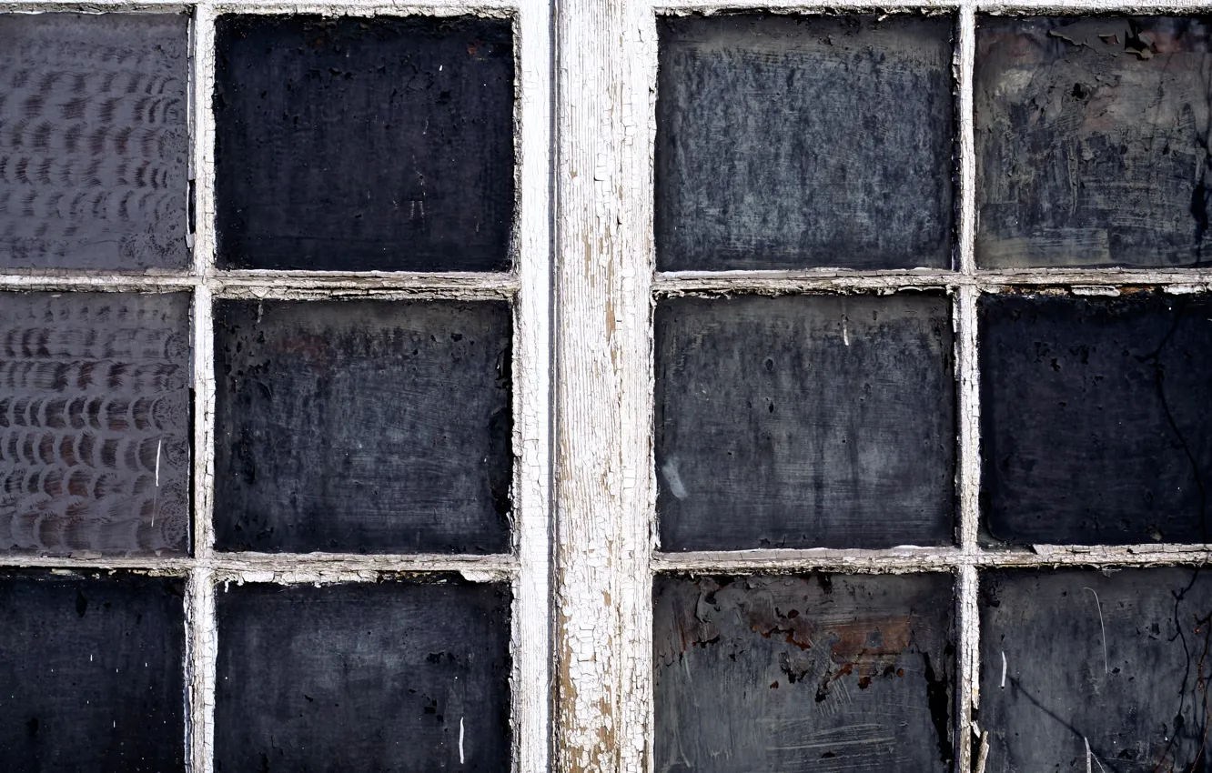 Photo wallpaper dirt, glass, wood, window, paint, lack of maintenance