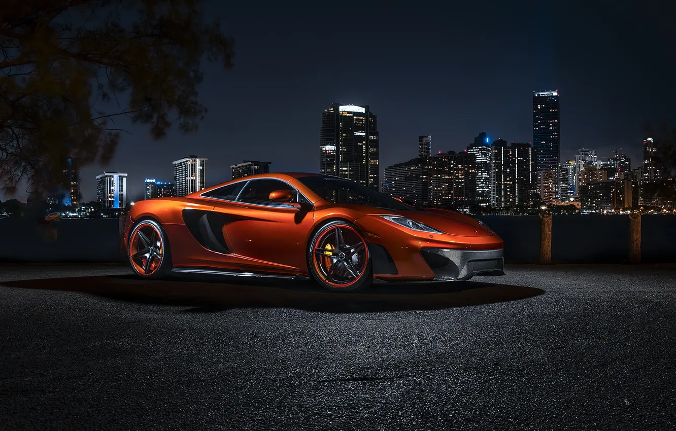 Photo wallpaper car, night, Vorsteiner, tuning, MP4-12C, rechange, McLaren, McLaren MP4-VX