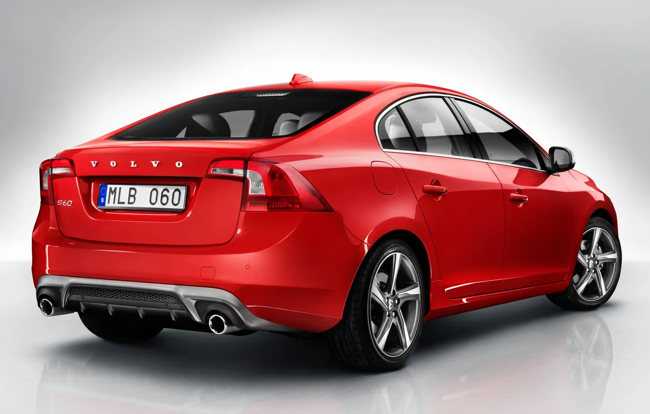 Photo wallpaper car, Volvo, red, rear view, Volvo, S60, R-design