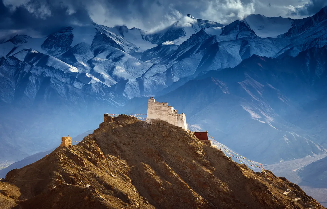 Photo wallpaper mountains, Tibet, Castle of Tsemo
