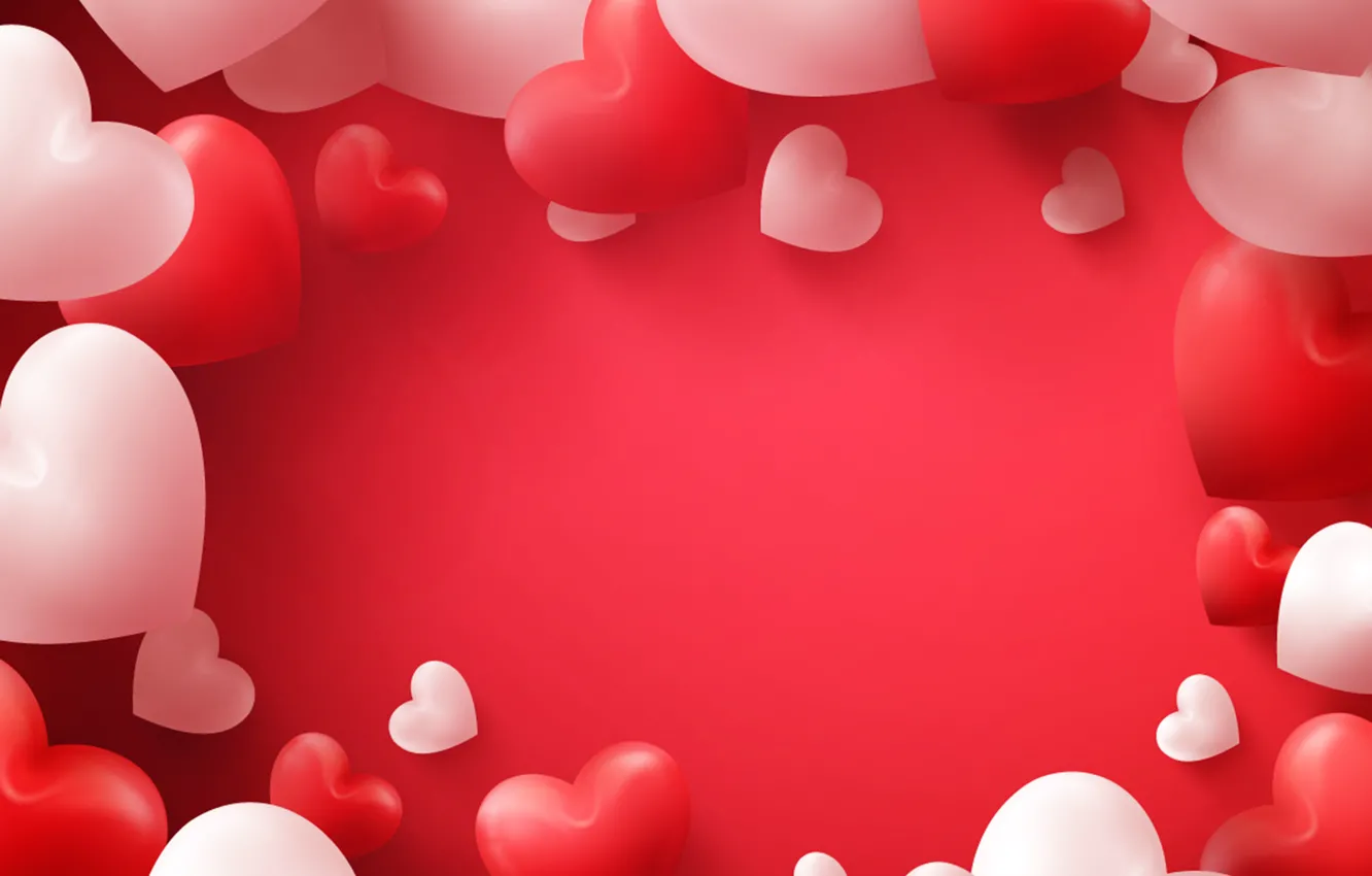 Photo wallpaper Heart, Balls, Valentine's day, Valentine's Day, Template, Colored background