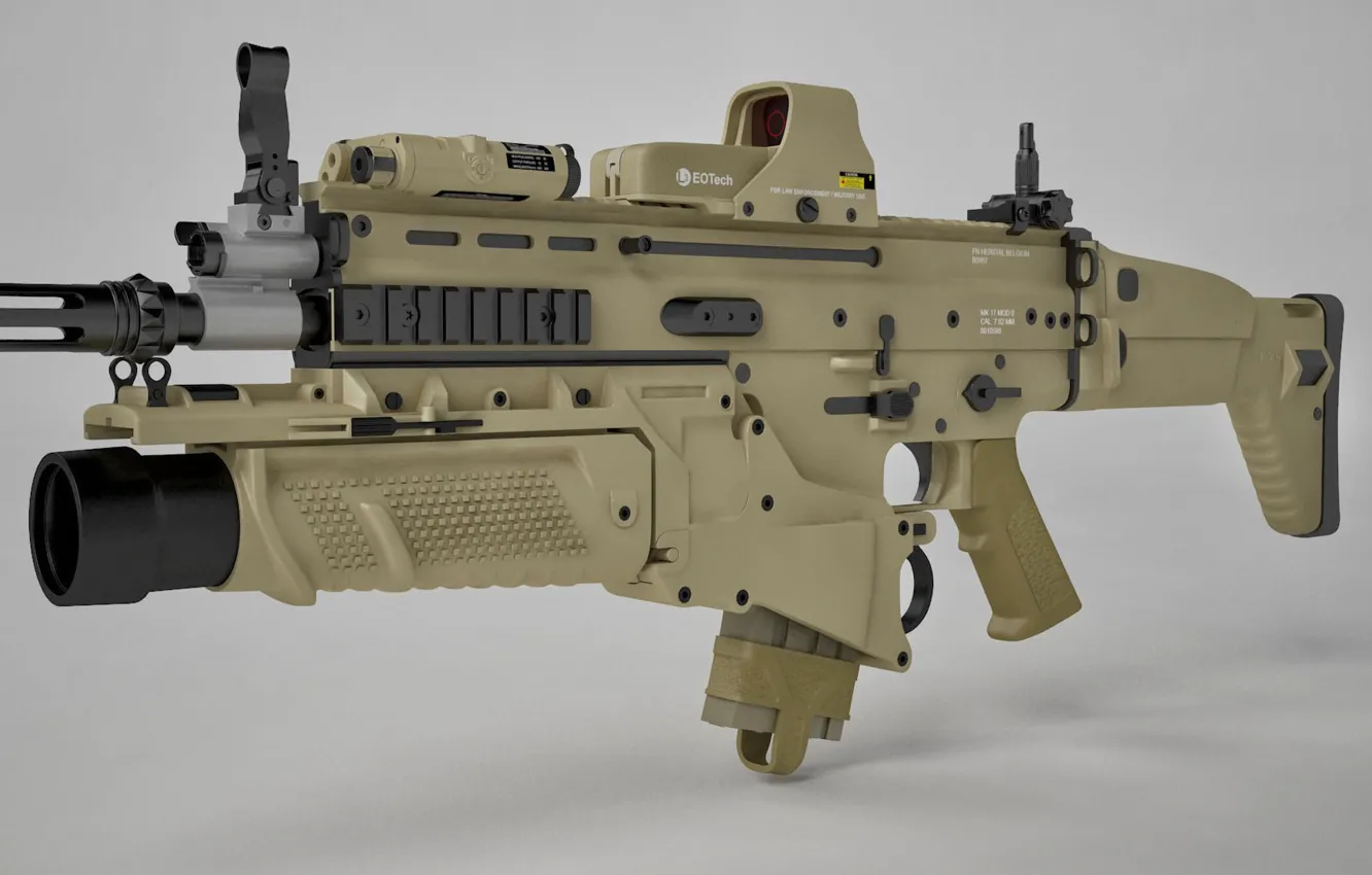 Photo wallpaper gun, rifle, assault rifle, FN Scar, ordnance, FN Herstal Belgium, grenade launcher, art in weapon …
