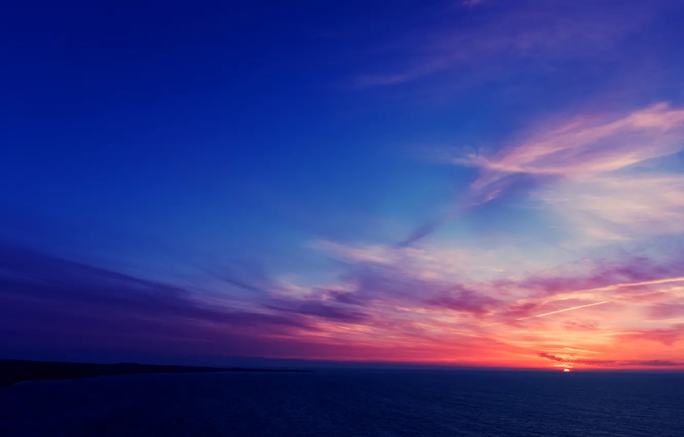Photo wallpaper sea, the sky, the sun, clouds, sunset, shore