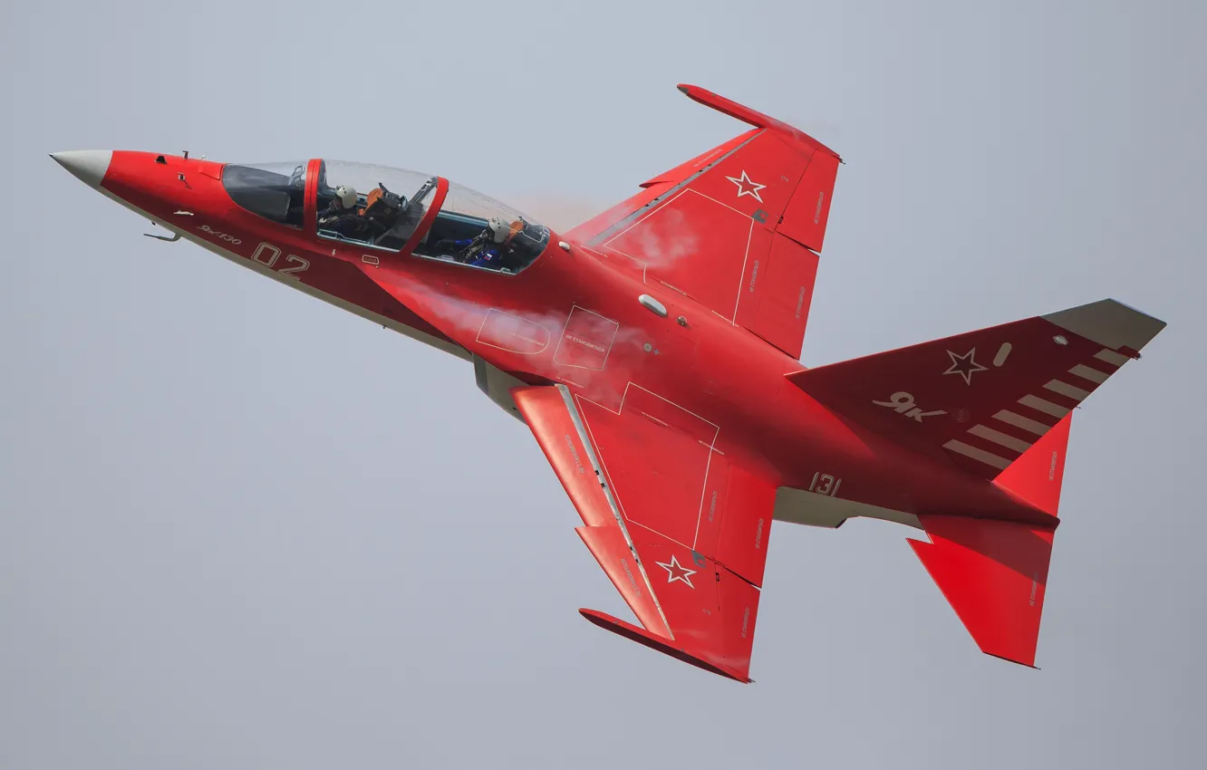 Photo wallpaper red, flight, the plane, pilots, The Yak-130, combat training, Yak-130