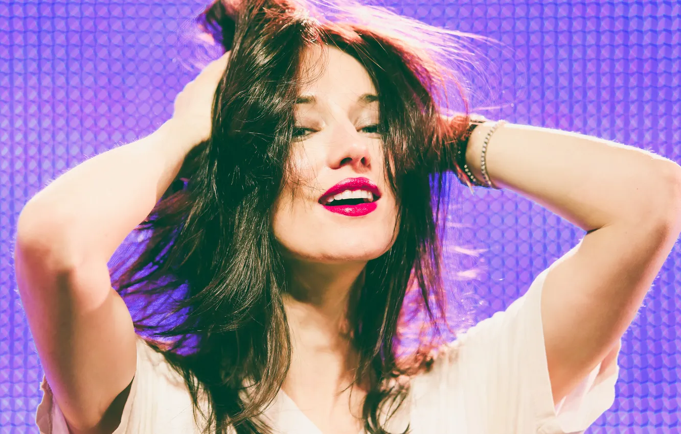 Photo wallpaper look, girl, brunette, Elizabeth A. Davis