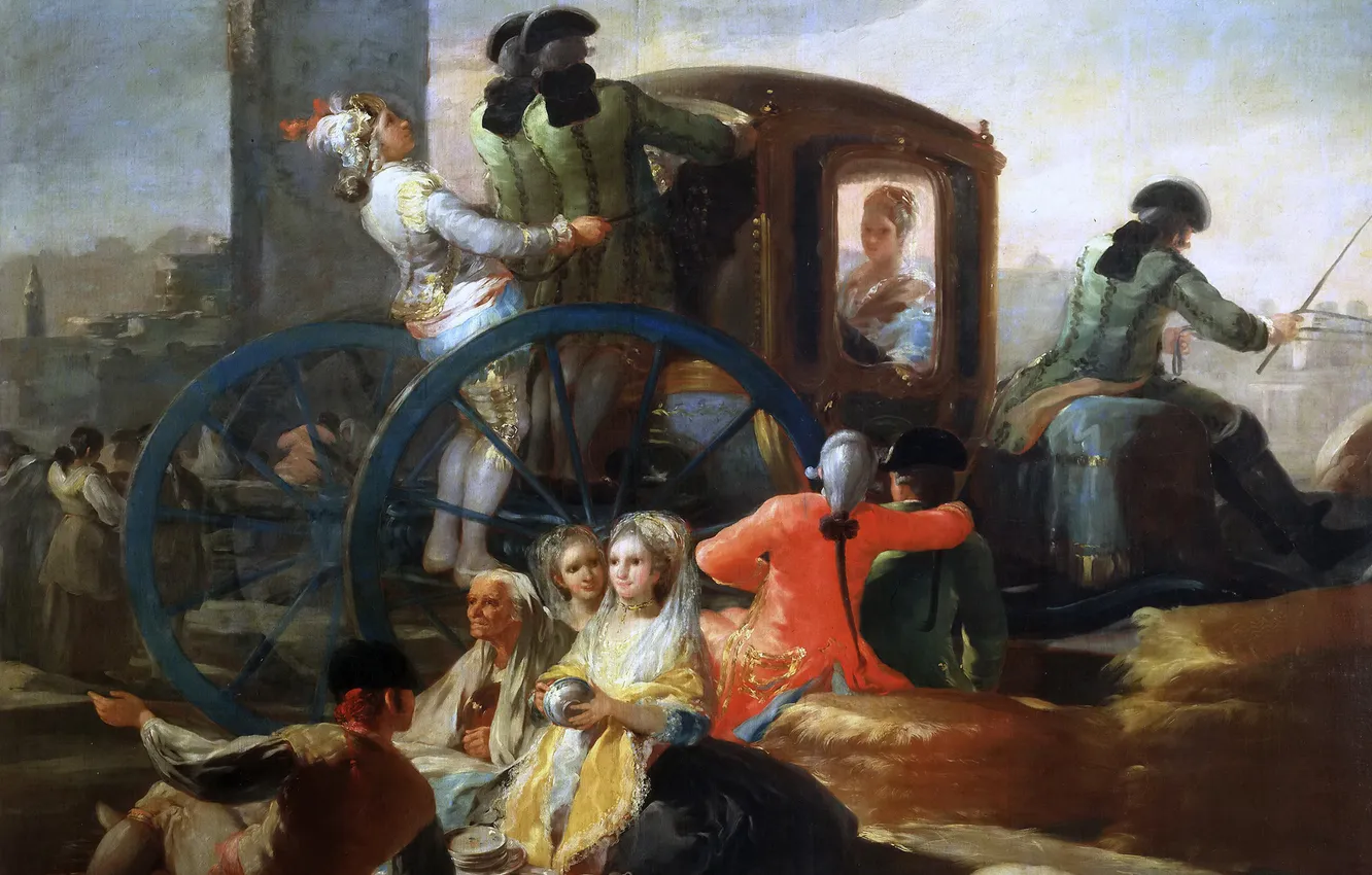 Photo wallpaper people, picture, coach, genre, Francisco Goya, Saleswoman Glassware