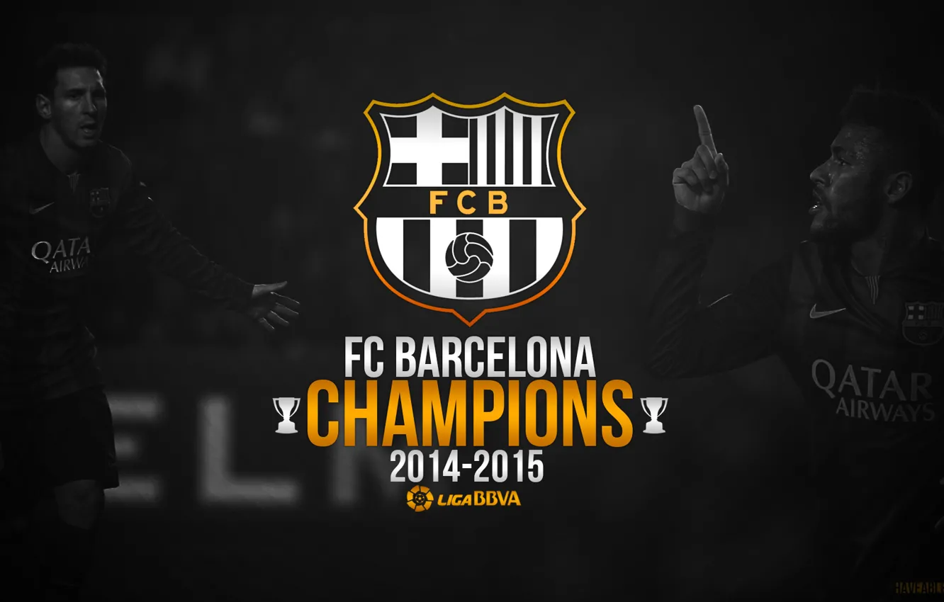 Photo wallpaper logo, Barcelona, Messi, Champions, Barca, Neymar, La Liga, 2015