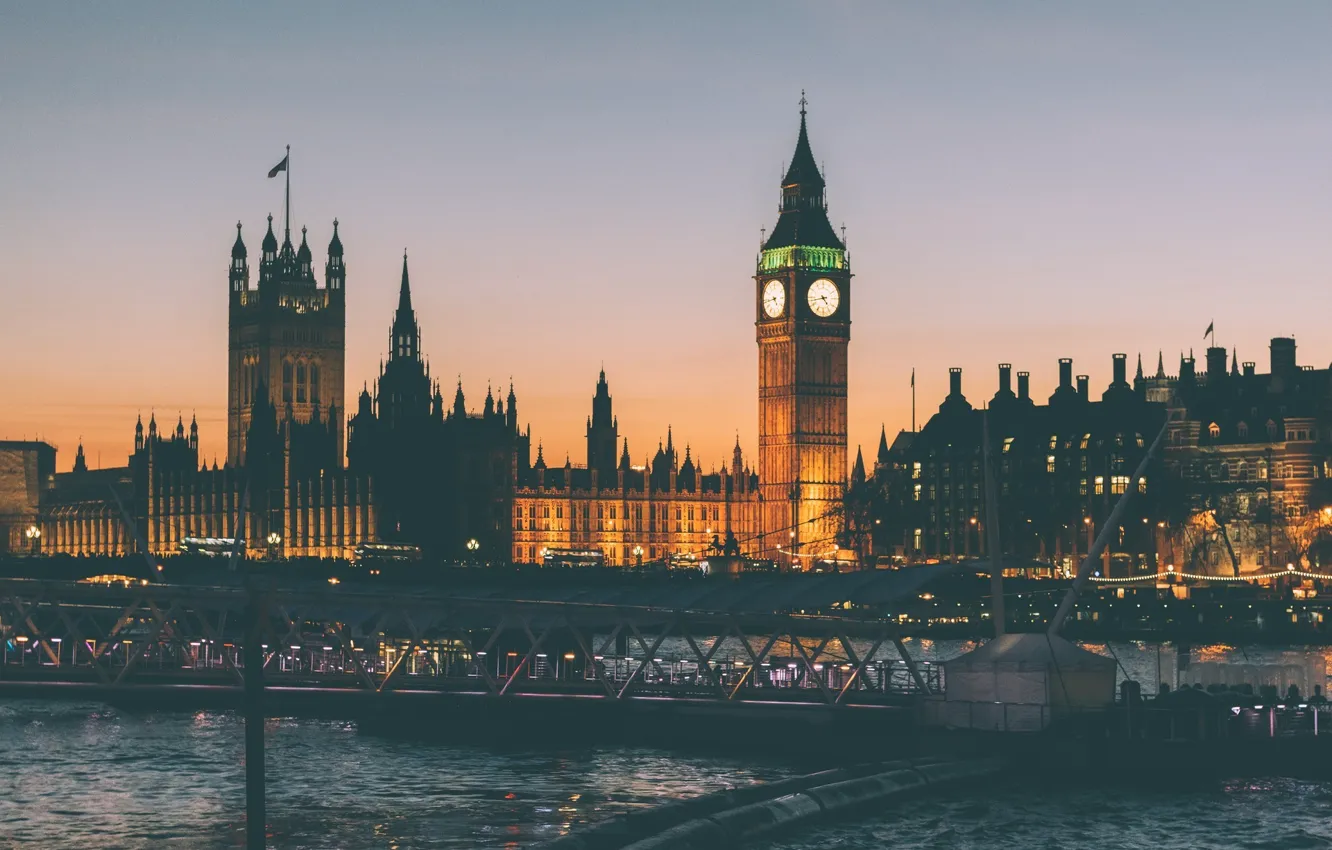 Photo wallpaper London, England, Big Ben, Palace of Westminster, Clock Tower