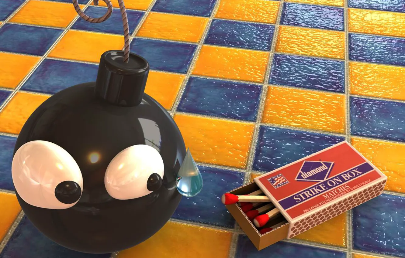 Photo wallpaper bomb, matches, wick