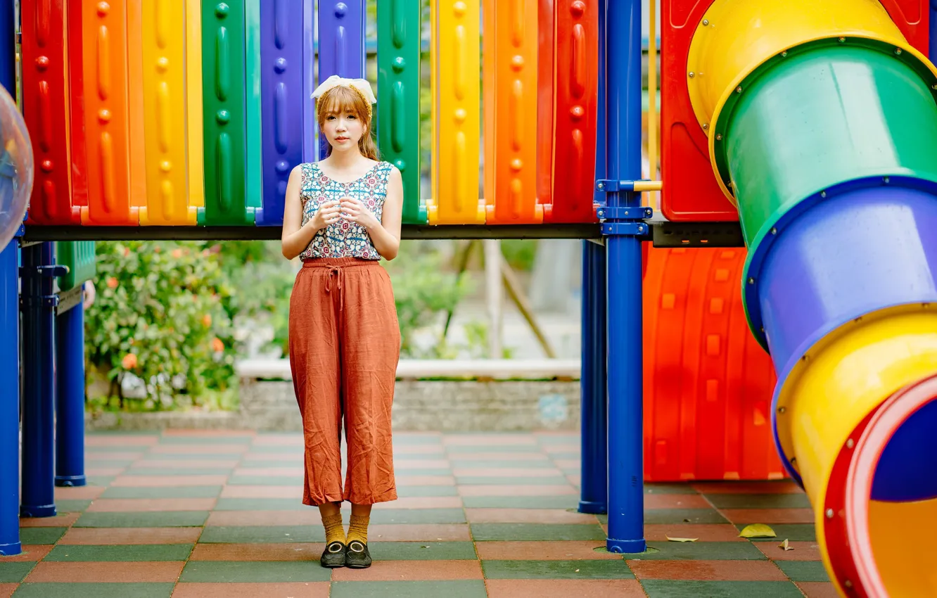 Photo wallpaper girl, background, Asian