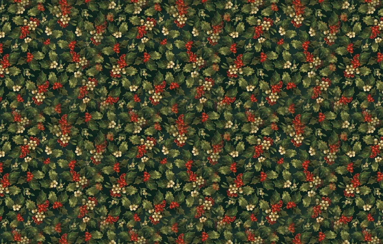 Photo wallpaper background, new year, leaf, poinsettia, berry