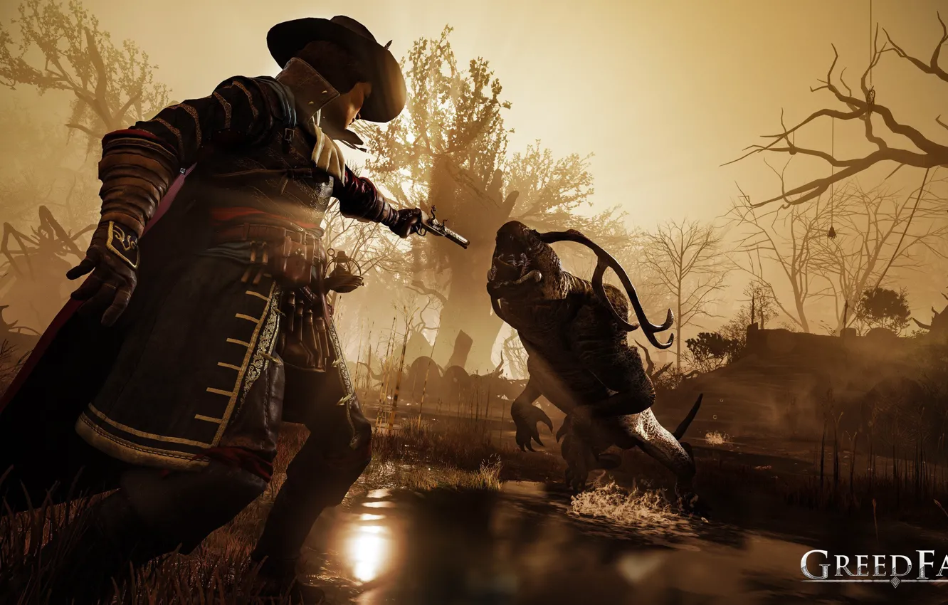 Photo wallpaper trees, weapons, the game, hat, male, Action, game, computer game