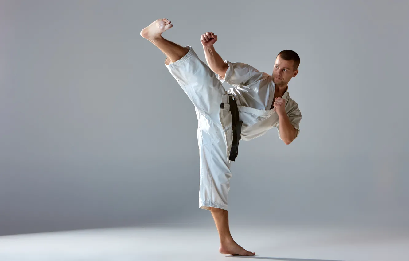 Photo wallpaper man, martial arts, kick